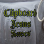 Close-up of screen printed t-shirt