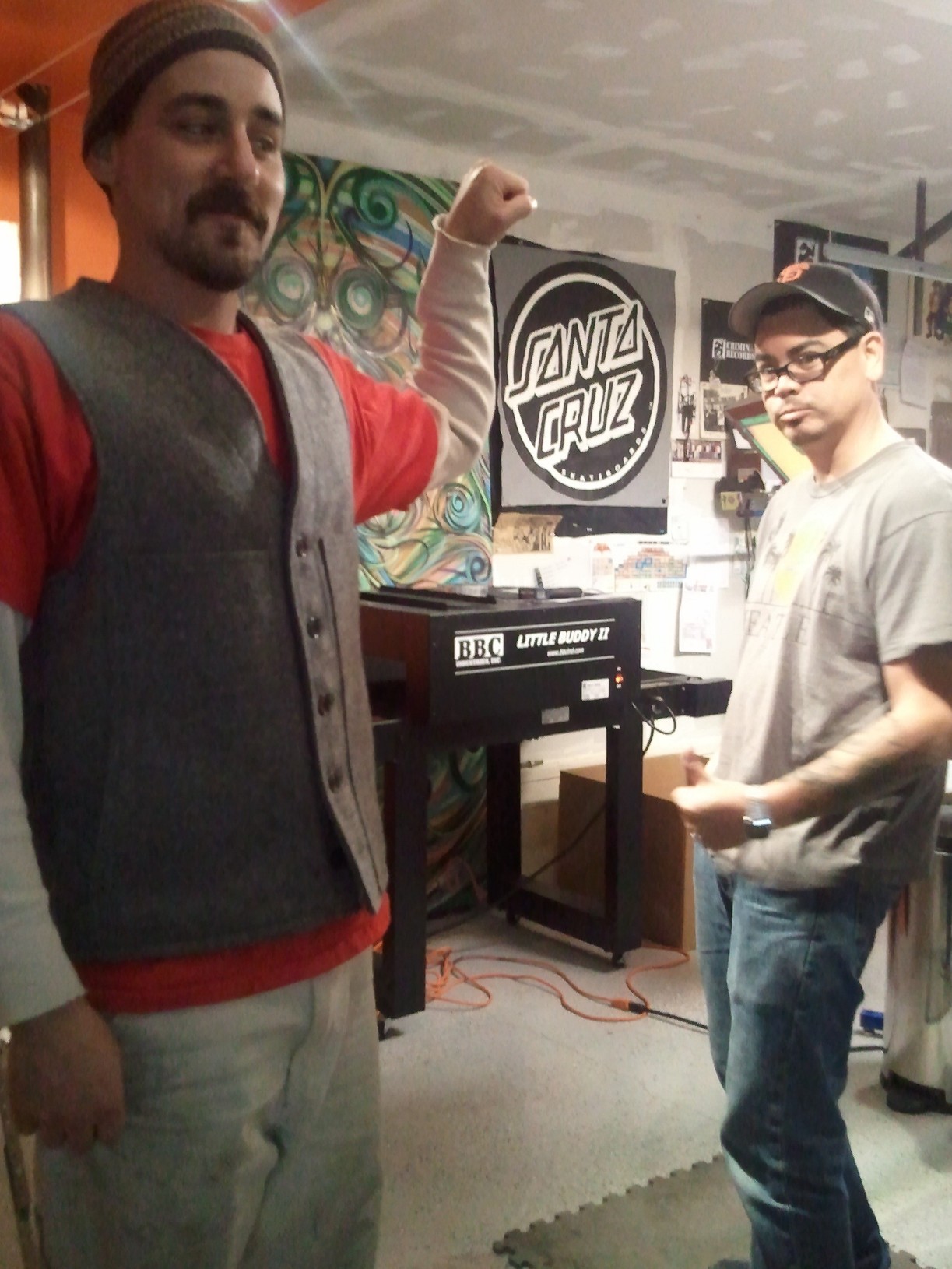 Dave and Rick flexing their screen printing muscles.