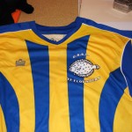 Front left chest of Flounders jersey