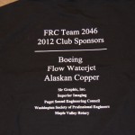 Back of shirt - list of sponsors