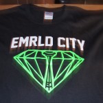 Black Emrld City vinyl heat transfer t-shirt