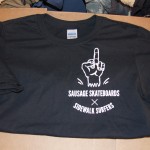 Front of black Sausage t-shirt