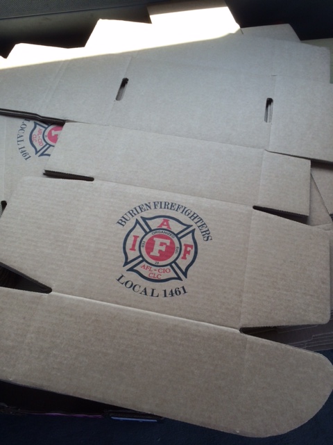 Boxes for Burien Fire Fighters.