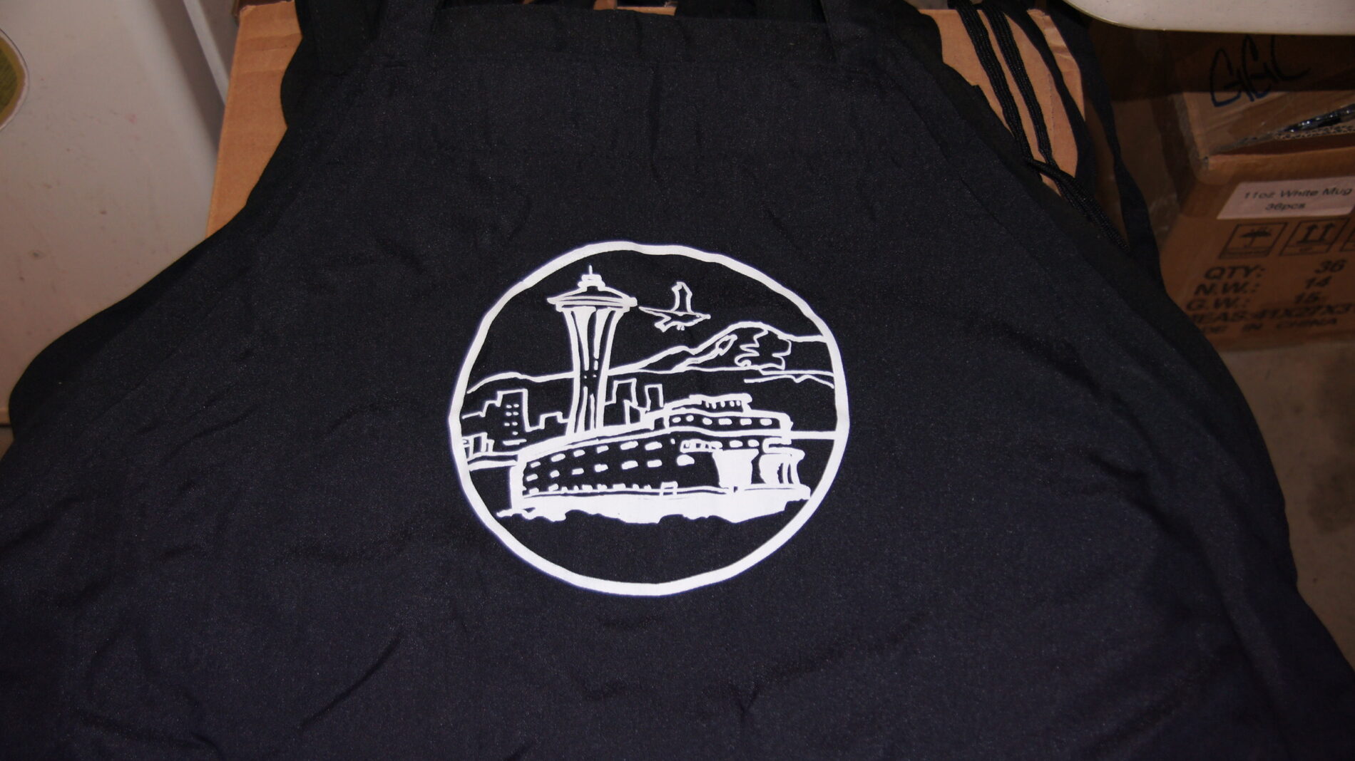 Apron with Seattle screen print