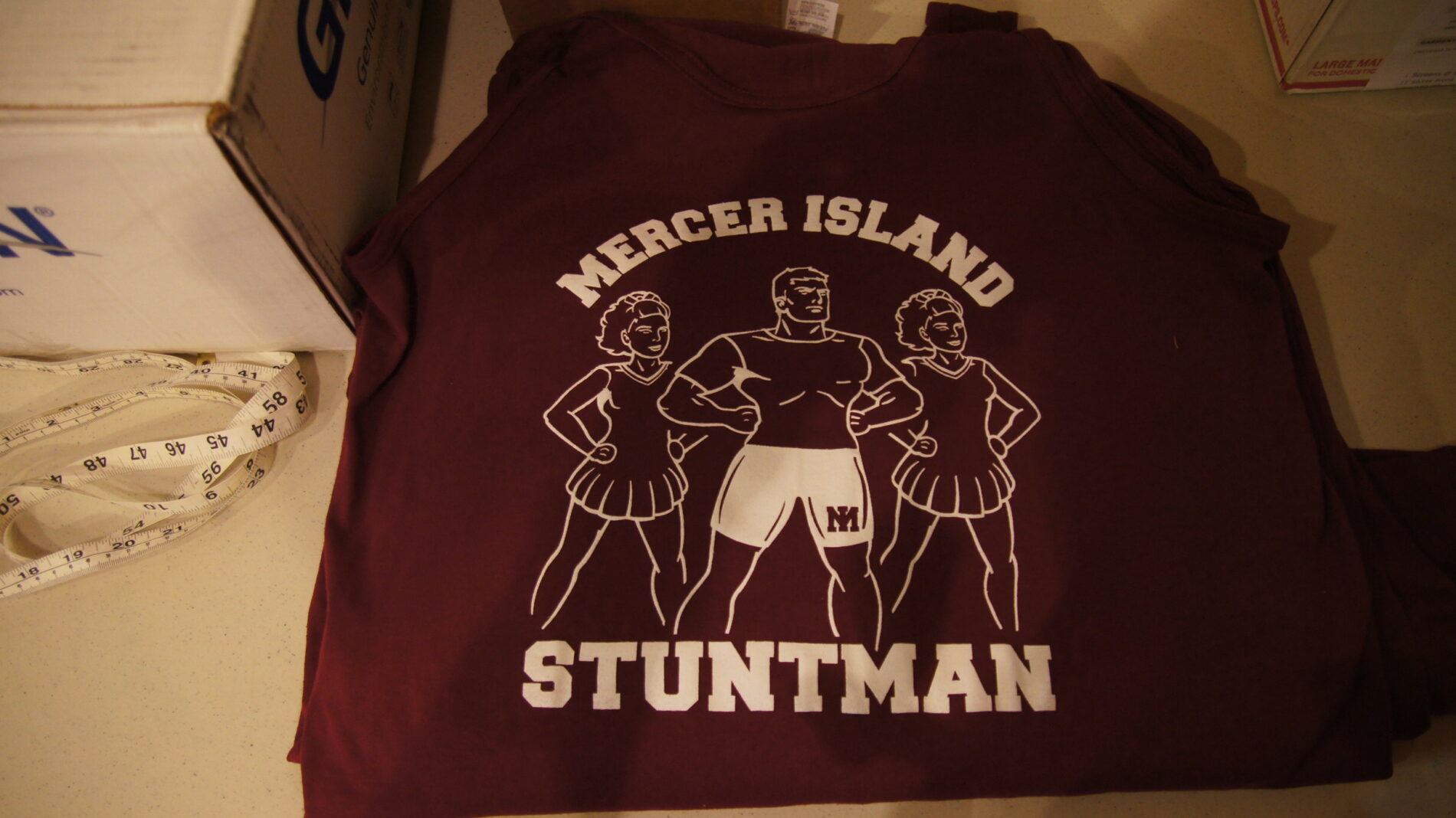 1-color screen printed t-shirt for Mercer Island Stuntman.