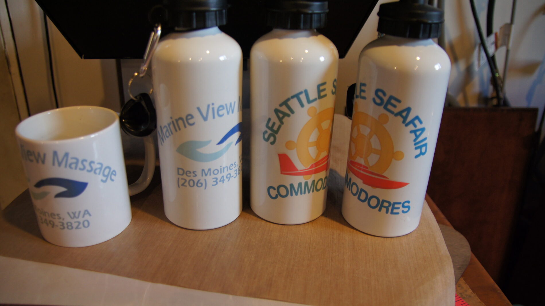 Dye sublimated water bottles and mugs!