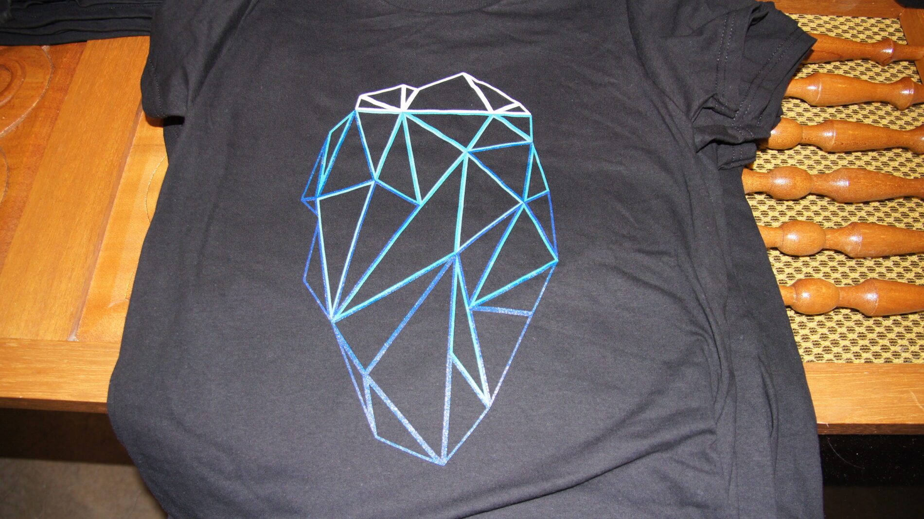 6-color abstract iceberg design on t-shirt