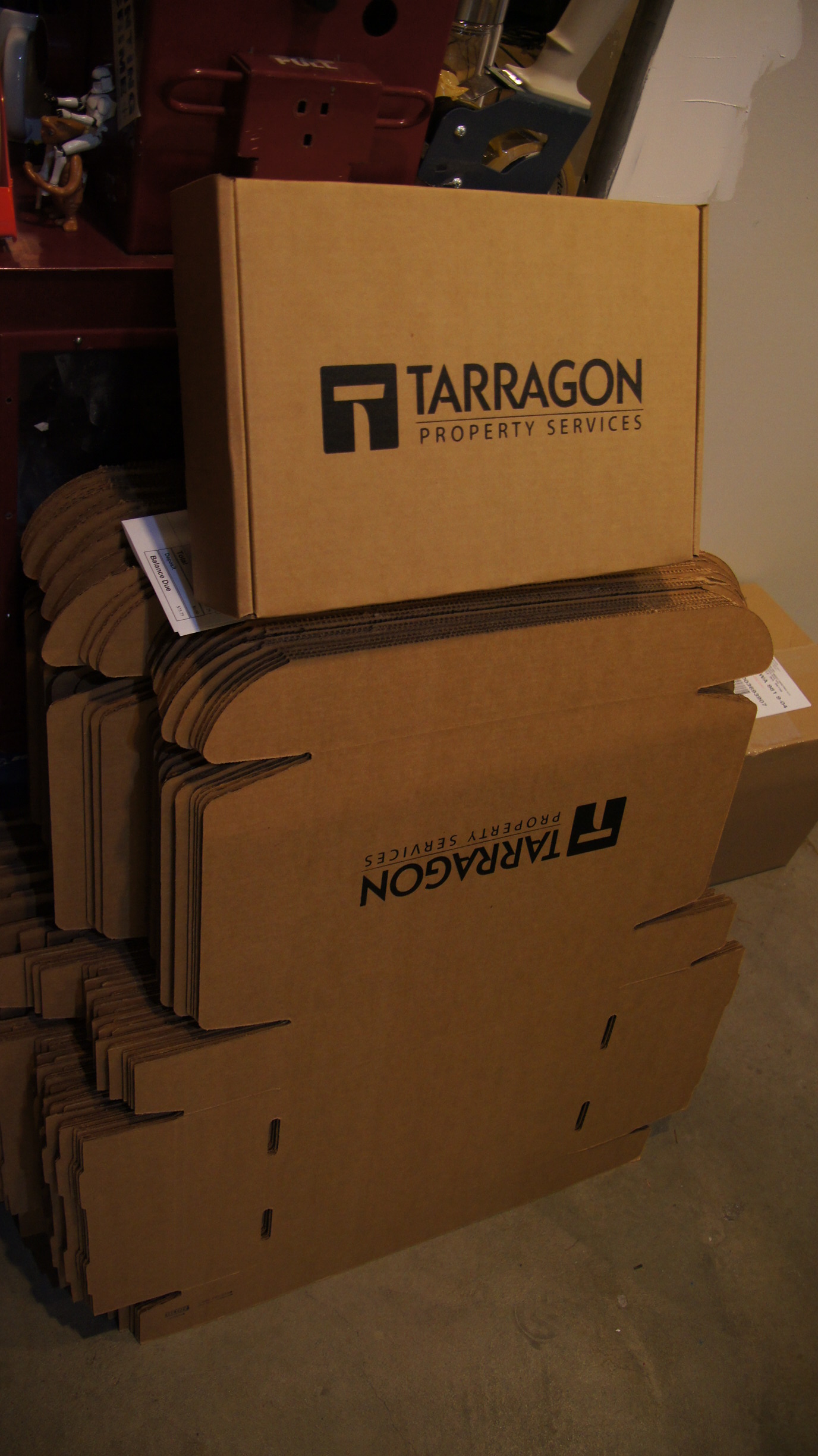 Screen printed card board boxes for Tarragon.