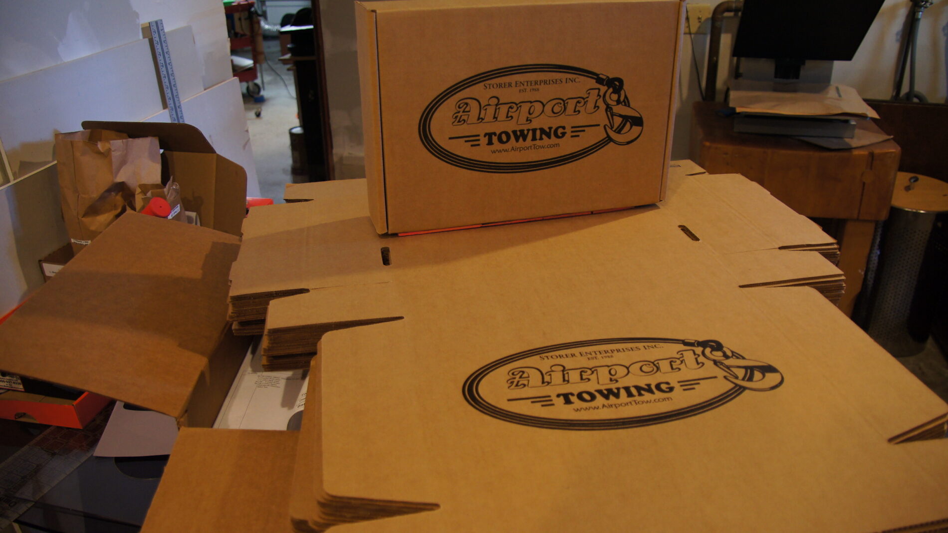 1-color screen printed flatstock for Airport Towing.