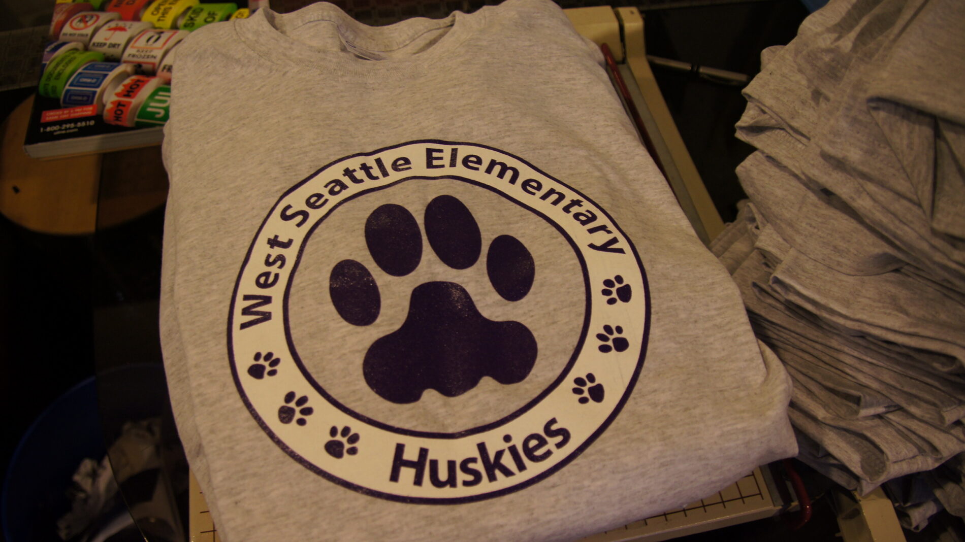Spirit gear for West Seattle Elementary. Two color screen printed t-shirts and sweatshirts.