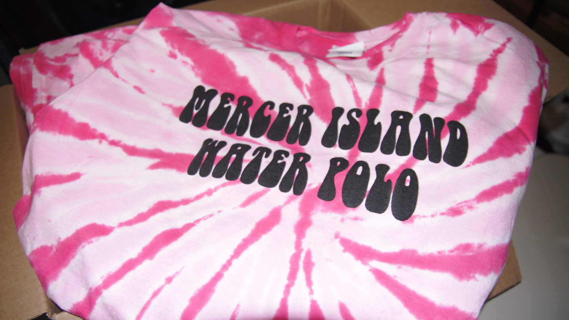 Screen printed tie dyed t-shirt for Mercer Island Water Polo