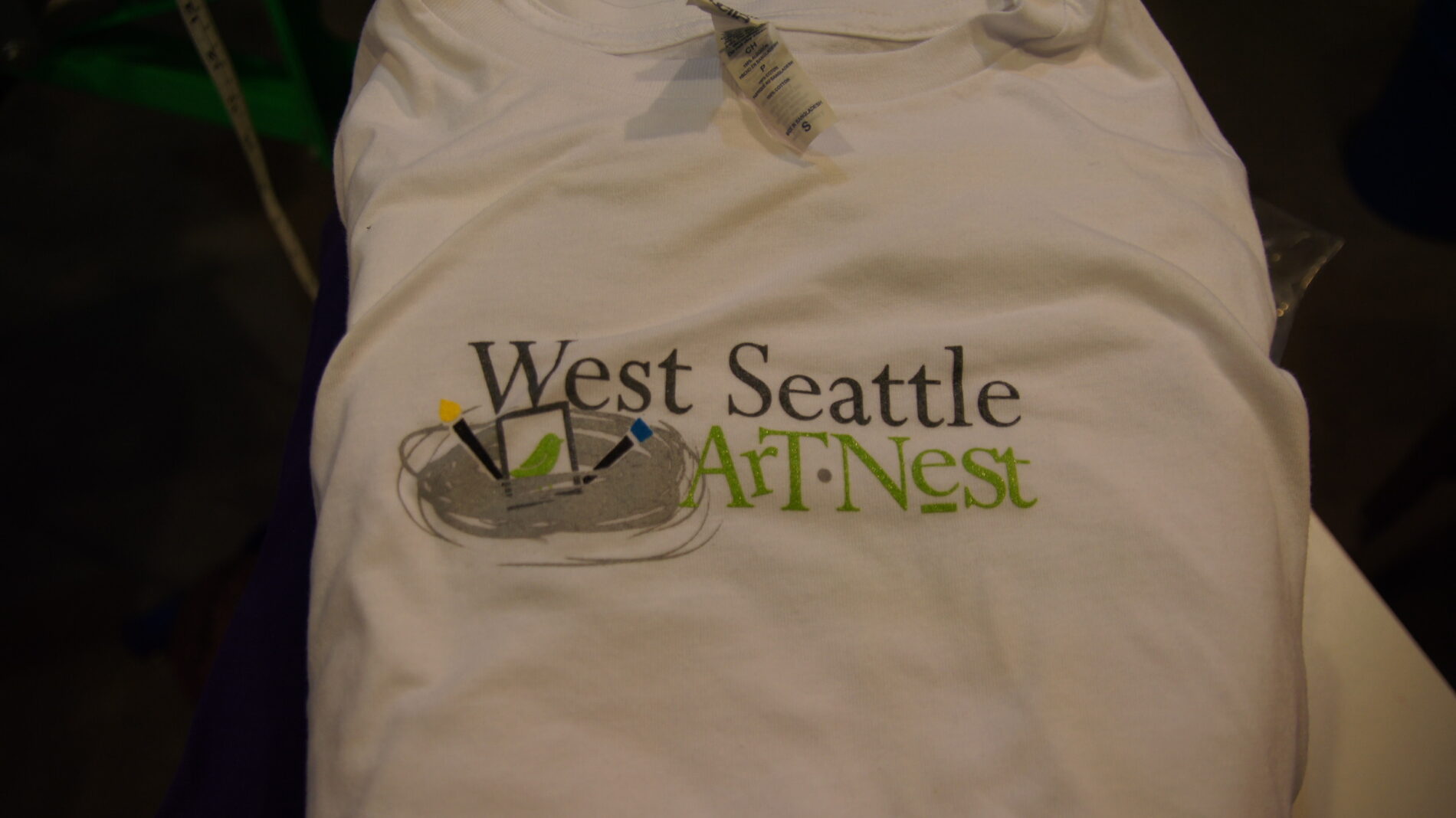 For their grand opening, t-shirts for West Seattle Art Nest.