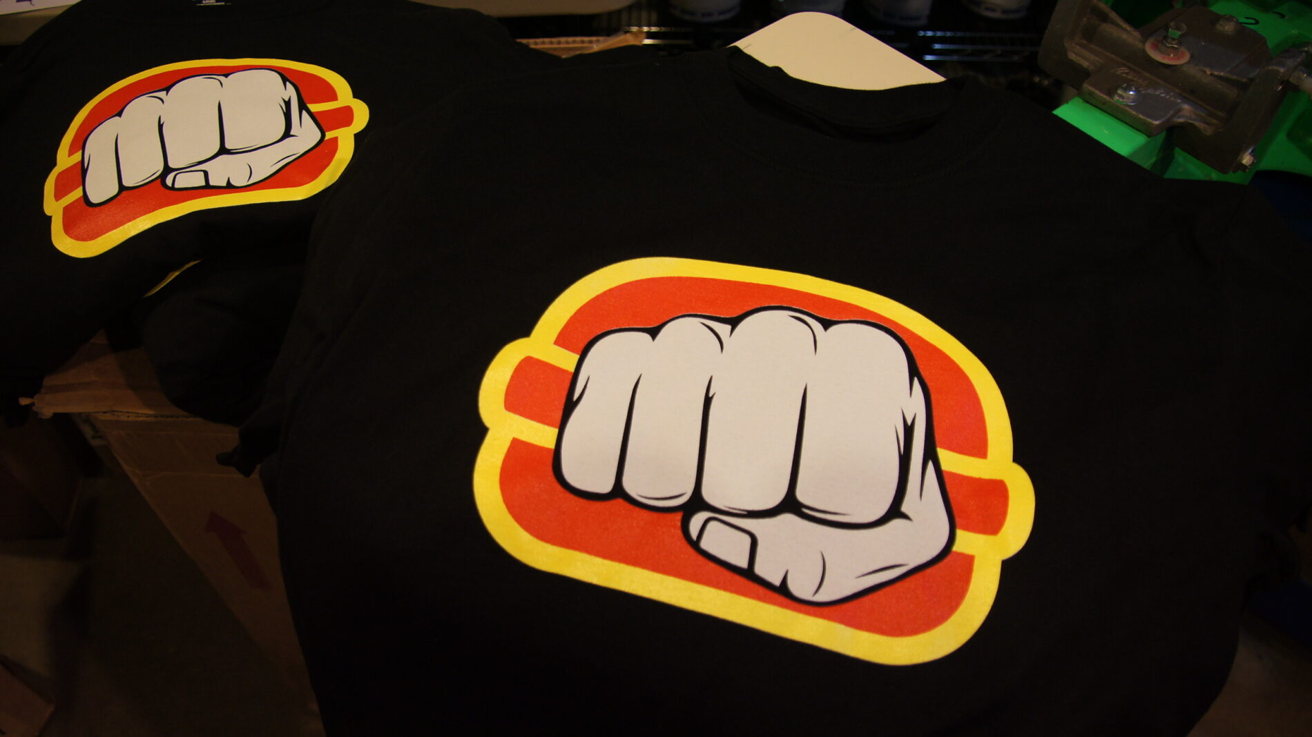 YUM! Burger Boss screen printed shirts!