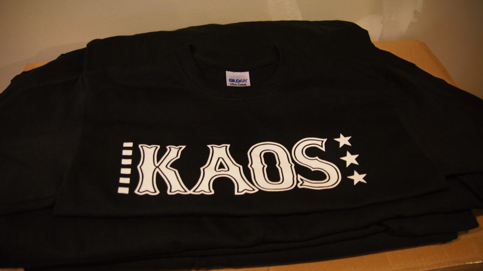 1-color screen printed t-shirt for KAOS.