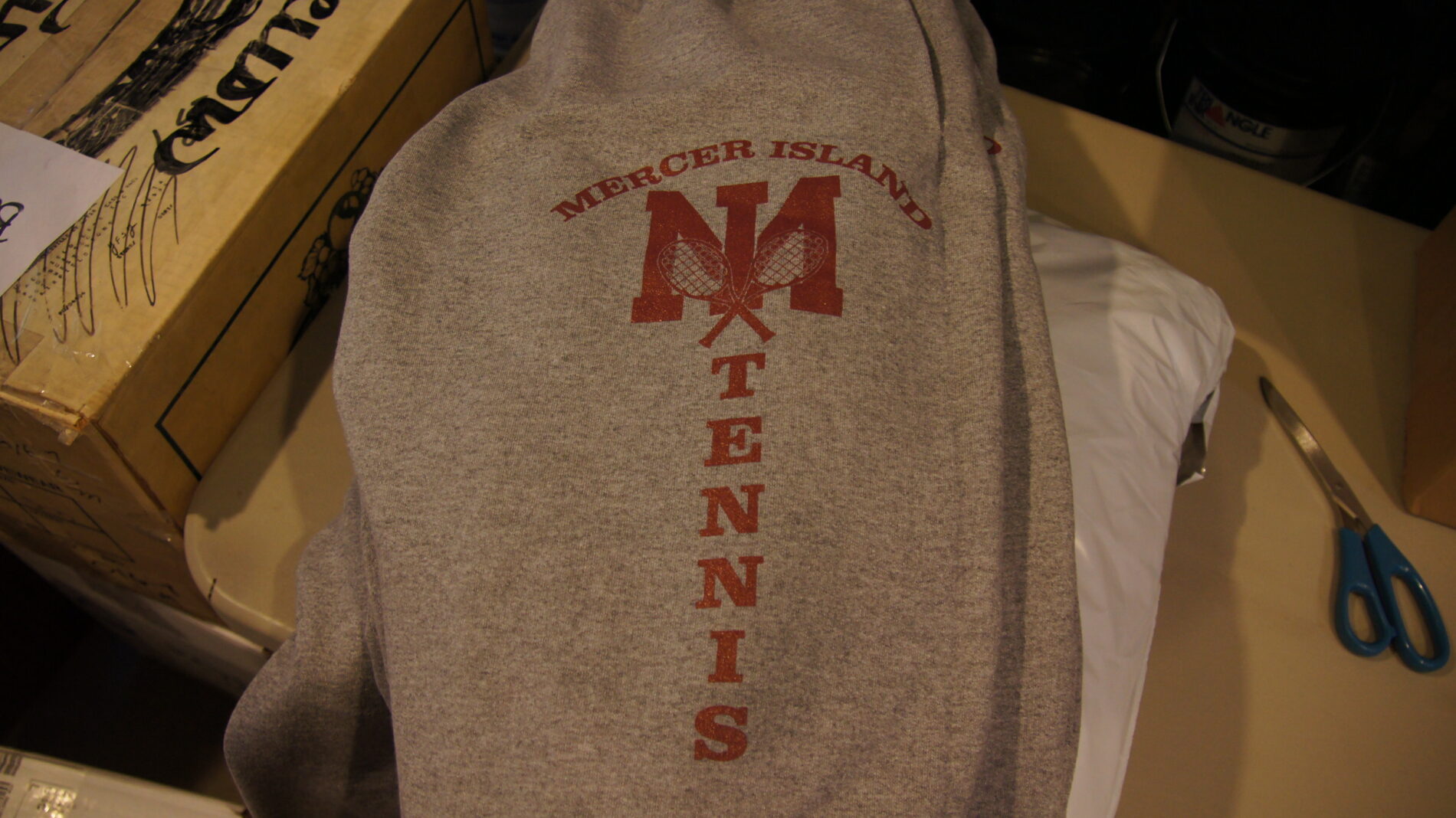1-color screen printed sweatpants for Mercer Island Girls Tennis.