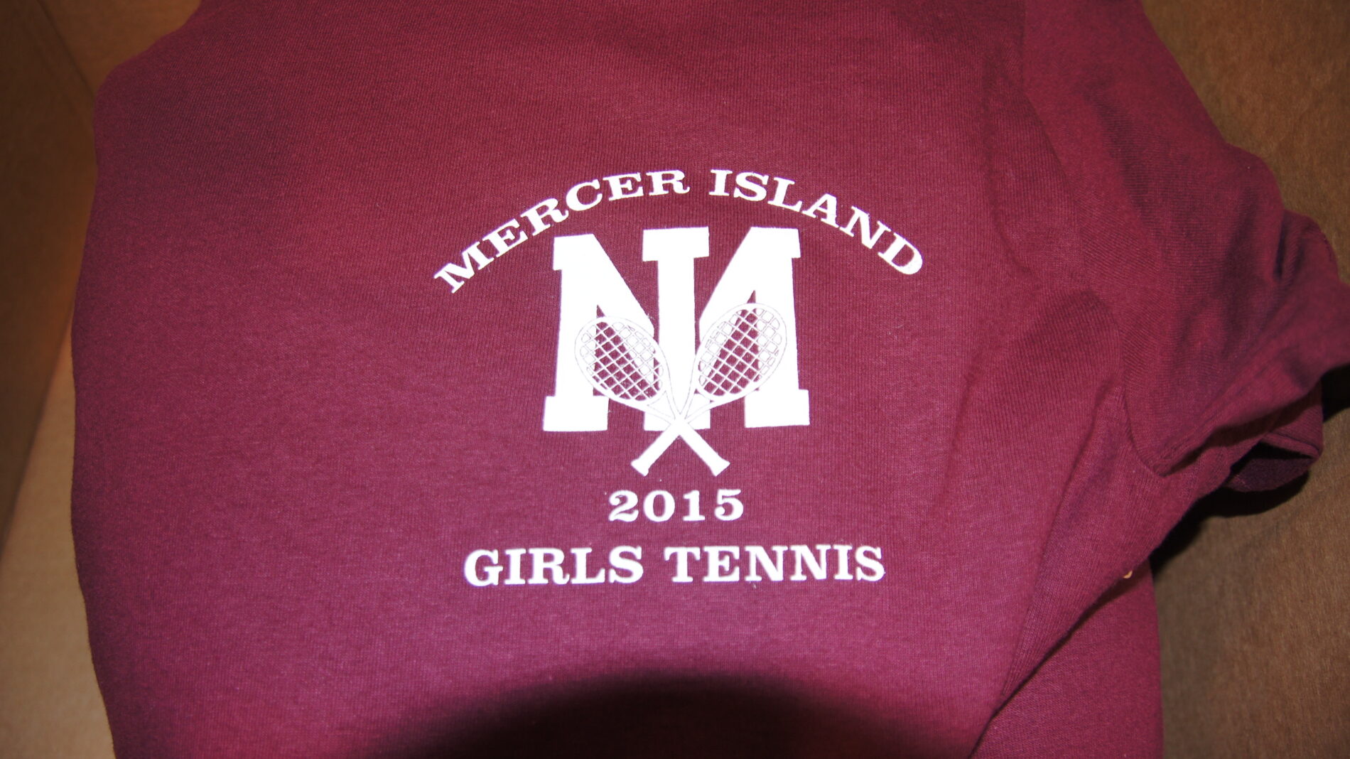 Maroon screen printed t-shirts for Mercer Island Girls Tennis