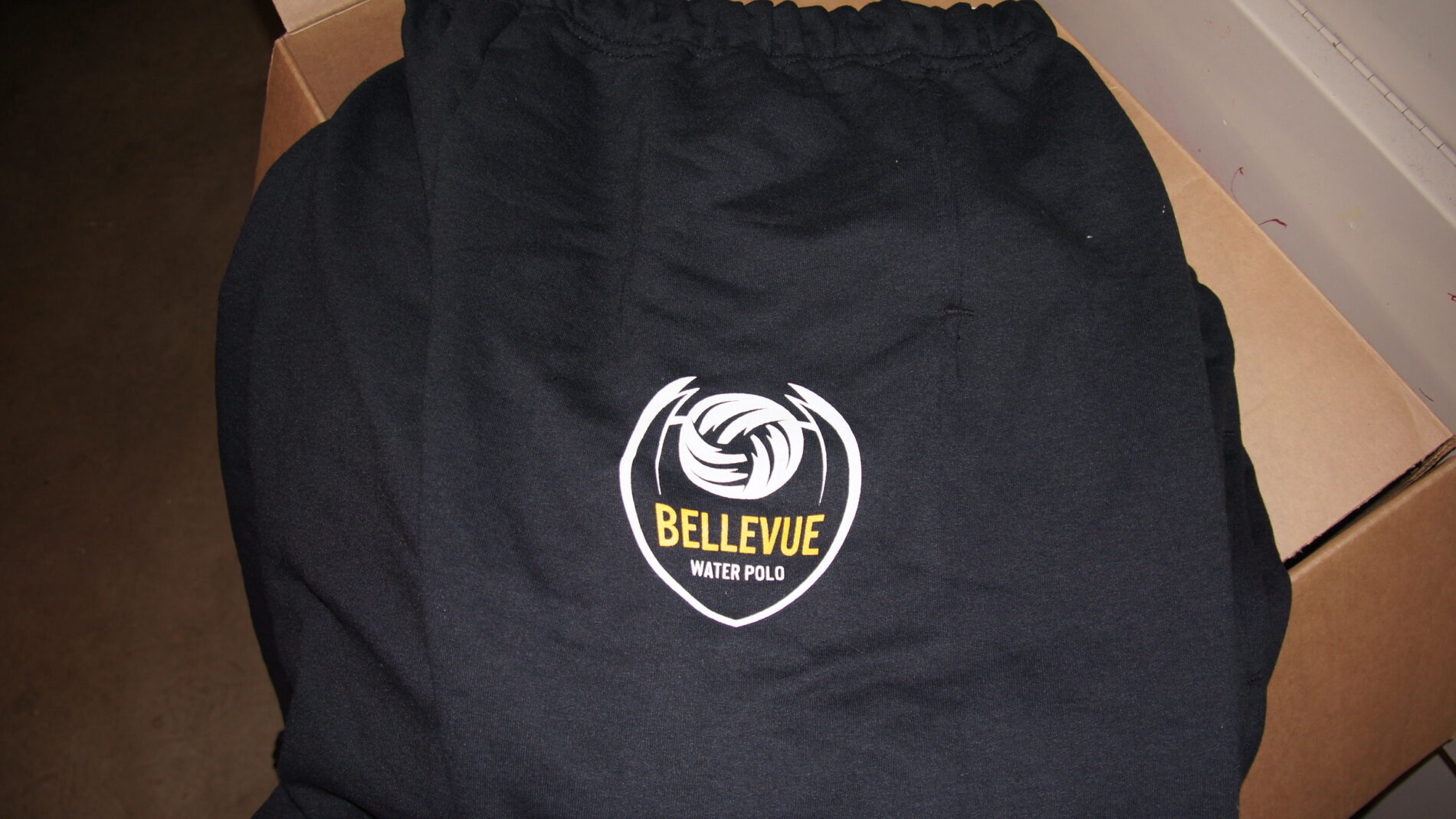 2-color screen printed sweatpants for Bellevue Water Polo