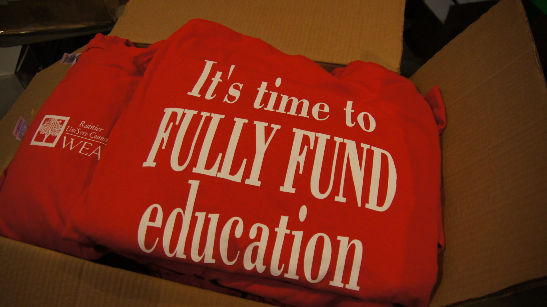Screen printed t-shirts for WEA Uniserv Council.