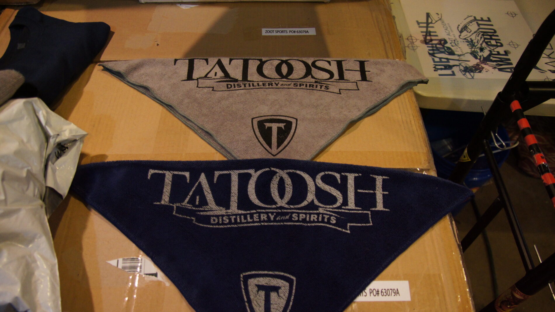 Screen printed golf towels for Tatoosh Whiskey.