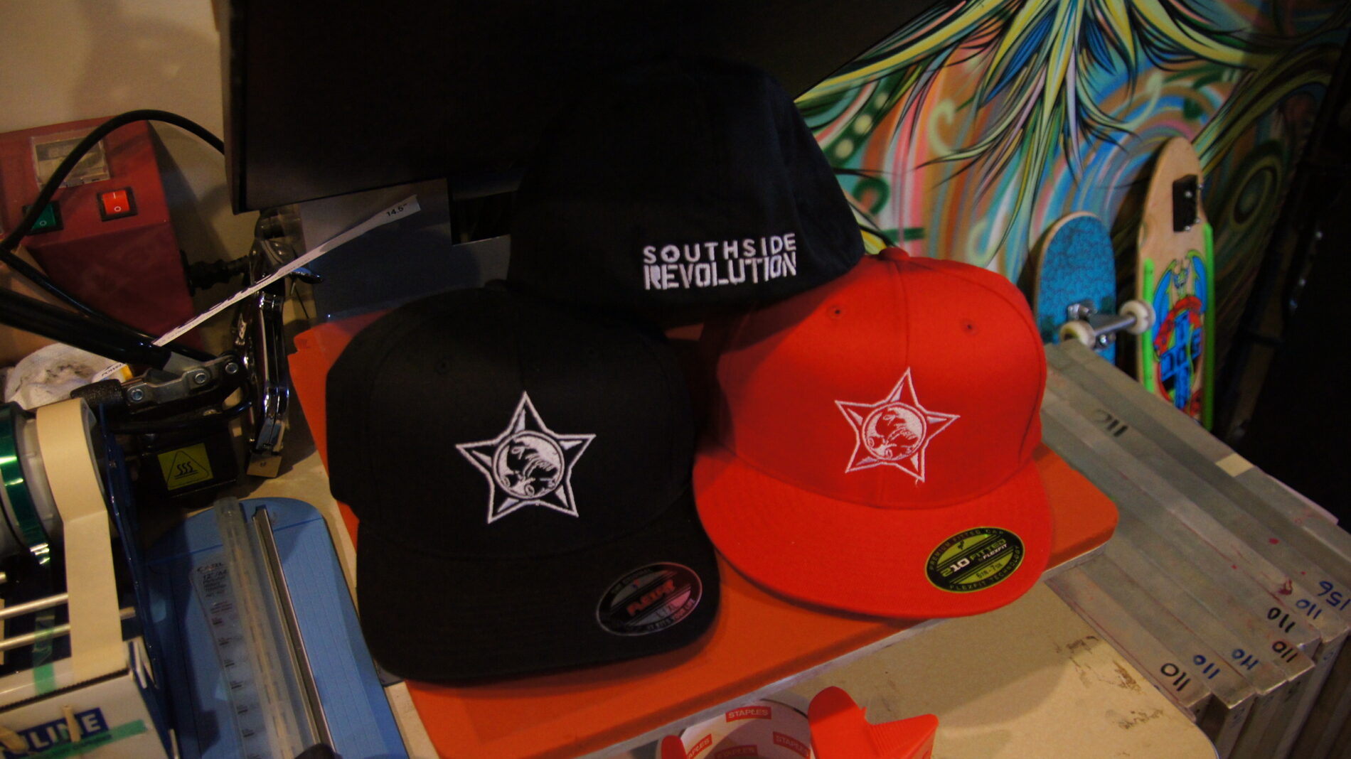 Embroidered hat for Southside Revolution Roller Derby.