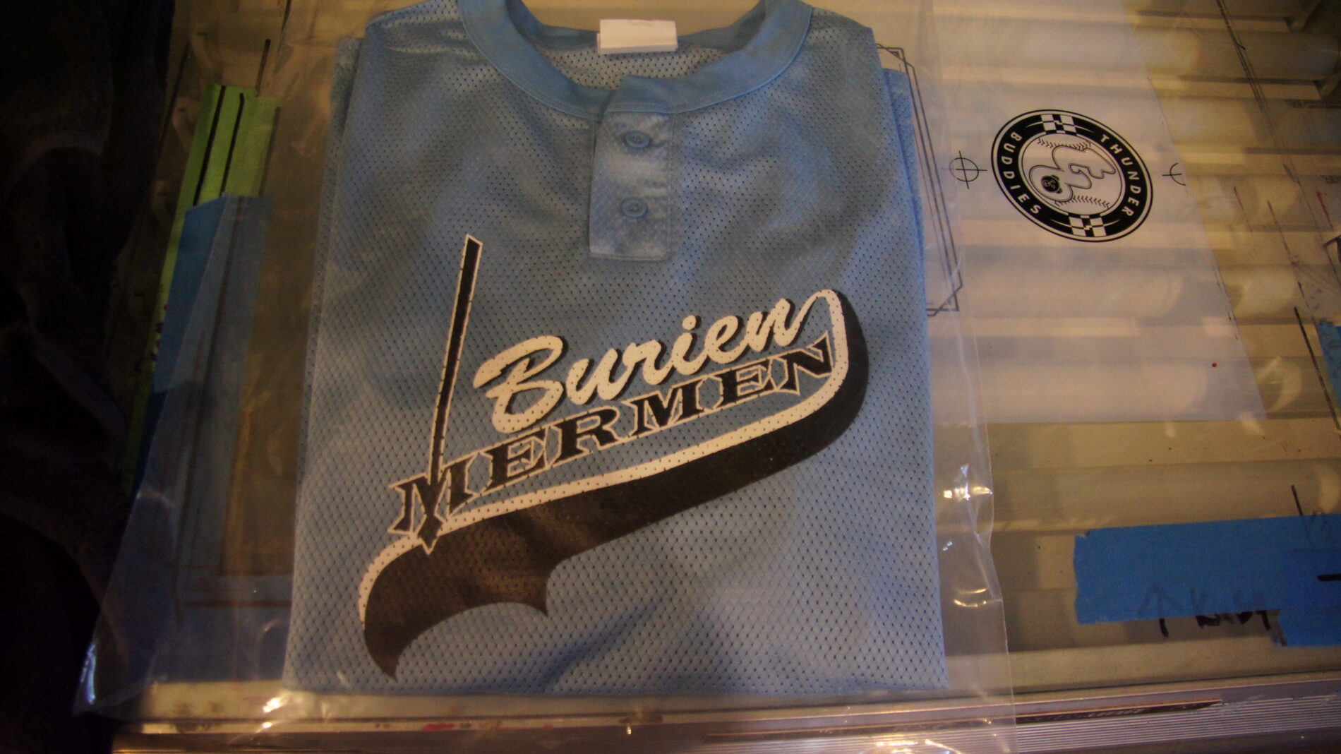 2-color screen printed baseball jerseys for Burien Merman League.