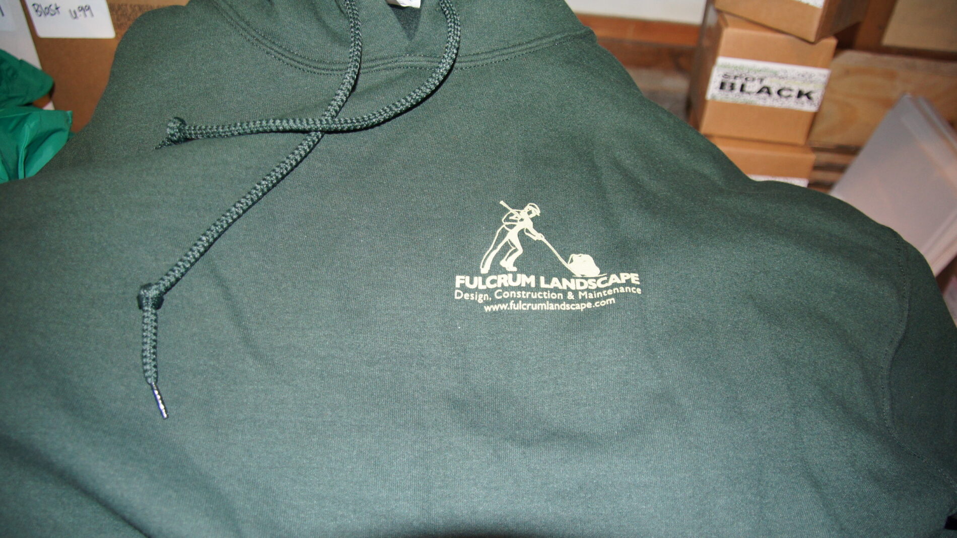 Screen printed hoodies.