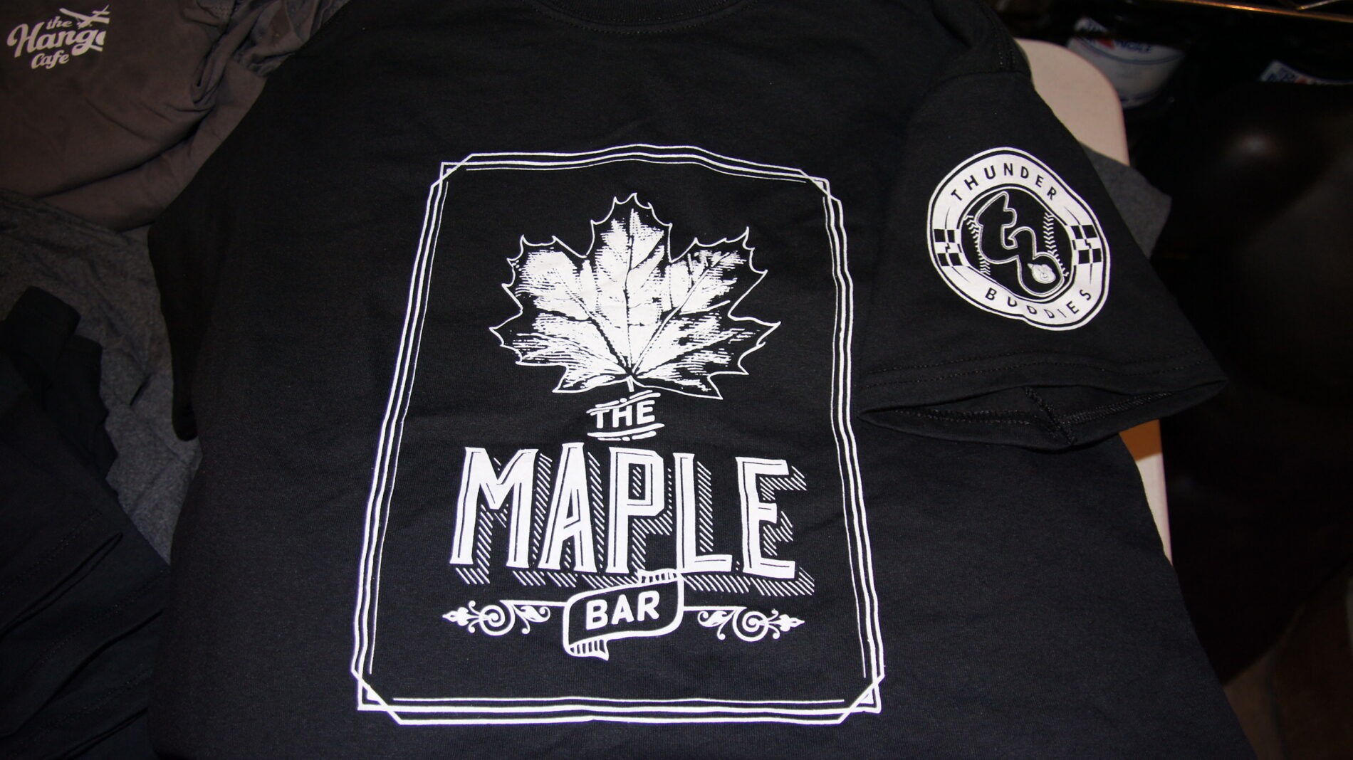 Screen printed t-shirts for the Maple Bars of the Thunder Buddies baseball league.