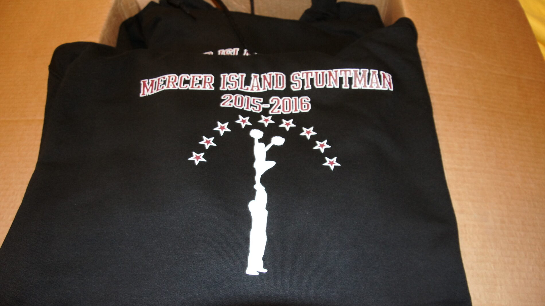 2015-2016 Mercer Island Stuntman screen printed t-shirt.