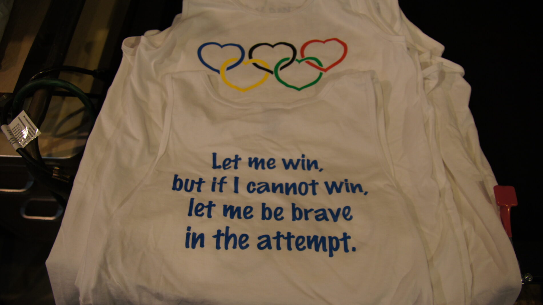 Five color screen printed tanks for Special Olympics.