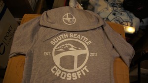 1-color screen printed zip up hoodie with decorated hood.