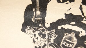 Close up of screen printed t-shirt