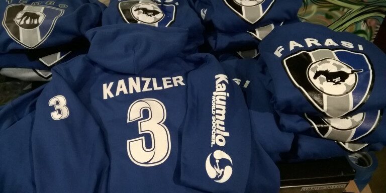 Different view of the soccer hoodies