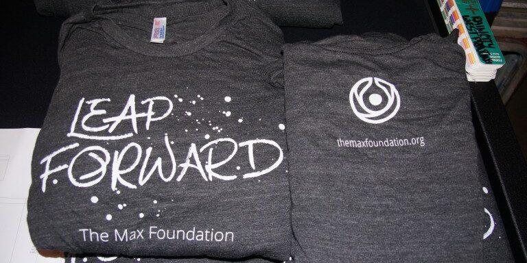 One color screen printed t-shirt for the Max Foundation