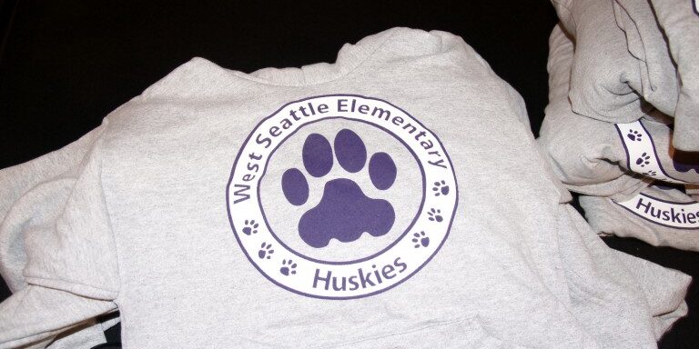 Screen printed spirit gear for West Seattle Elementary
